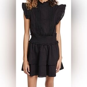 NWT!  Cleobella  At Anthropologie,  Versailles Mini Ruffle Dress, Black, Size M